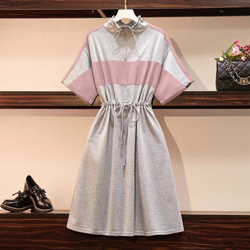 2019 New Arrival Shudaji Office Lady A-line Patchwork Short None Knee-length Regular Empire Stand Summer China (mainland) Dresse | Женская