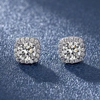 trendy 925 silver 1 2ct d color vvs1 square moissanite stud earrings women jewelry surrounded zircon ear studs pass diamond test