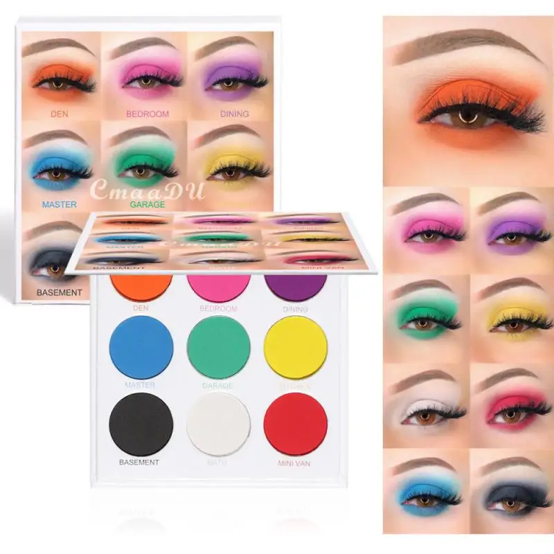 

CmaaDu 9 Colors Matte Shimmer Eyeshadow Palette Waterproof Glitter Diamond Pigment Highlighter Eye Shadow Powder Eyes TSLM1