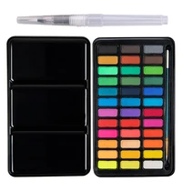 12182436 colors solid watercolor paint portable metal box with water color brush set school kids professional art supplies