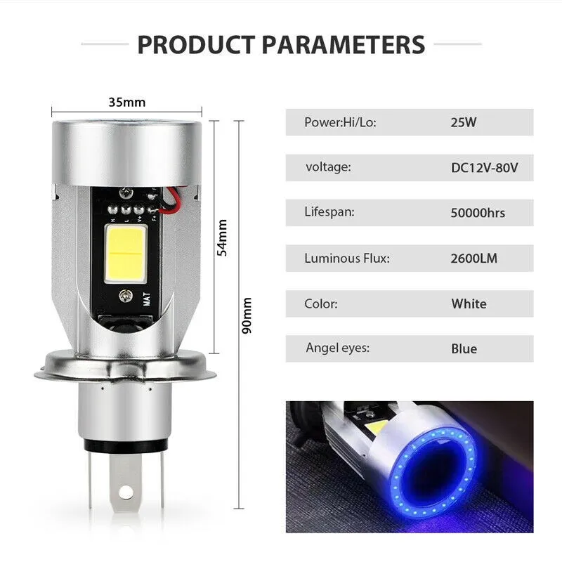 

DC 12V-80V Bulb H4 Headlight HB2 Power Super Bright Waterproof 2600lm 9003