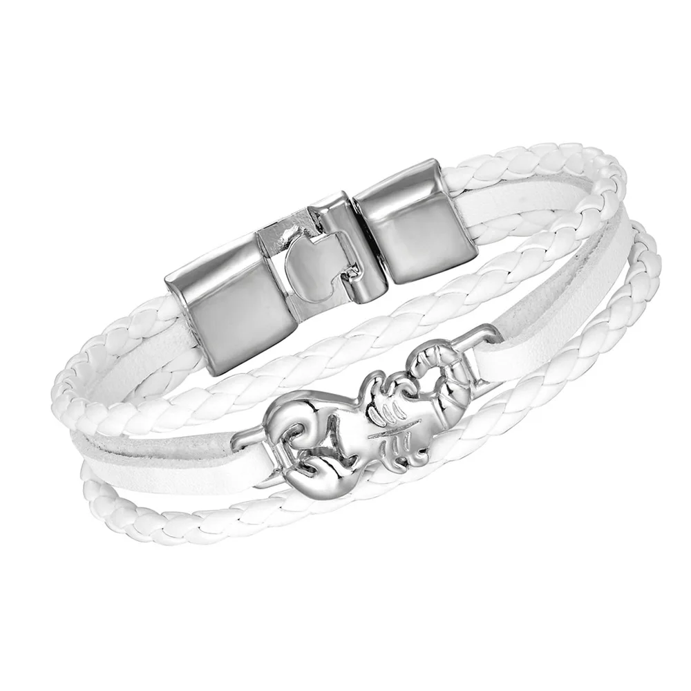 Винтажный браслет с скорпионом женский Многослойный кожаный мужской