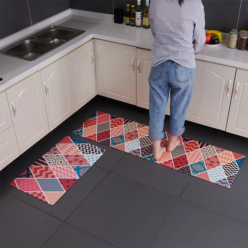 

Washable Vinyl Kitchen Carpet On The Floor Entrance Door Mat Anti Slip Carpets For Ground Cooking PVC Long Kitchen Rugs