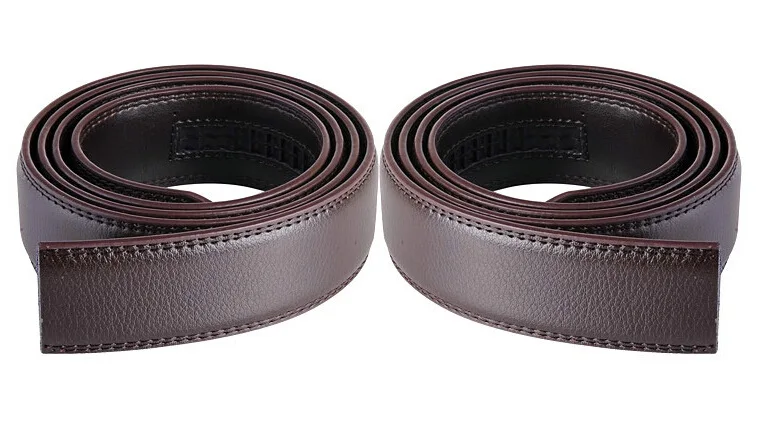 Men's Plus Size Belt Cowhide Leather 150cm Strip Automatic PU Waistband No Buckle 3.5CM Men Jeans Belts Brown Body Lengthened140