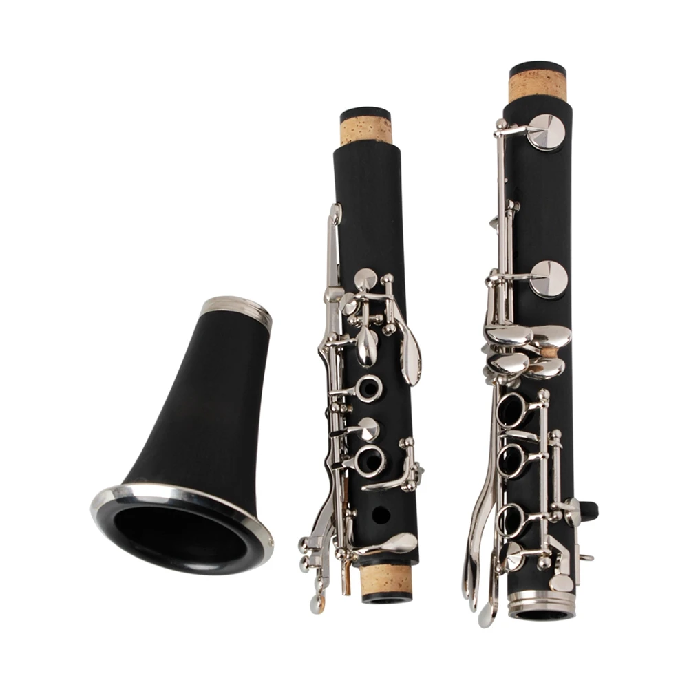 

HK.LADE Clarinet ABS 17 Key BB Flat Soprano Binocular Clarinet with Cleaning Cloth Gloves 10 Reeds Screwdriver Case Instrument