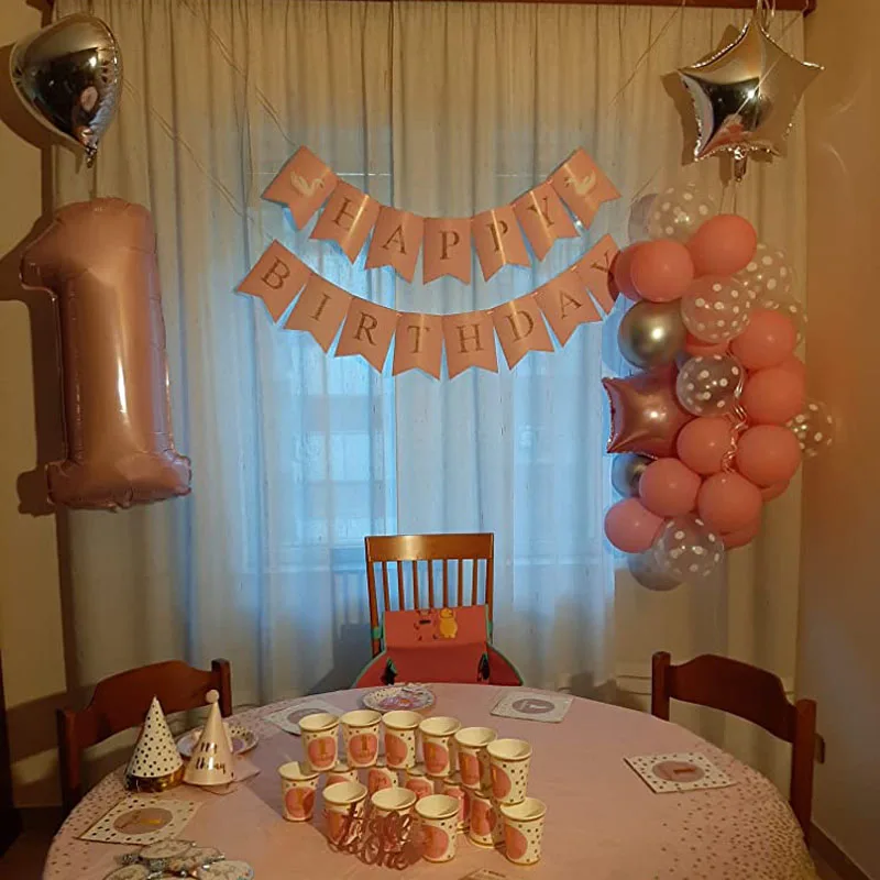 44 шт./компл. розовая гирлянда с воздушными Шарами на первый день рождения для