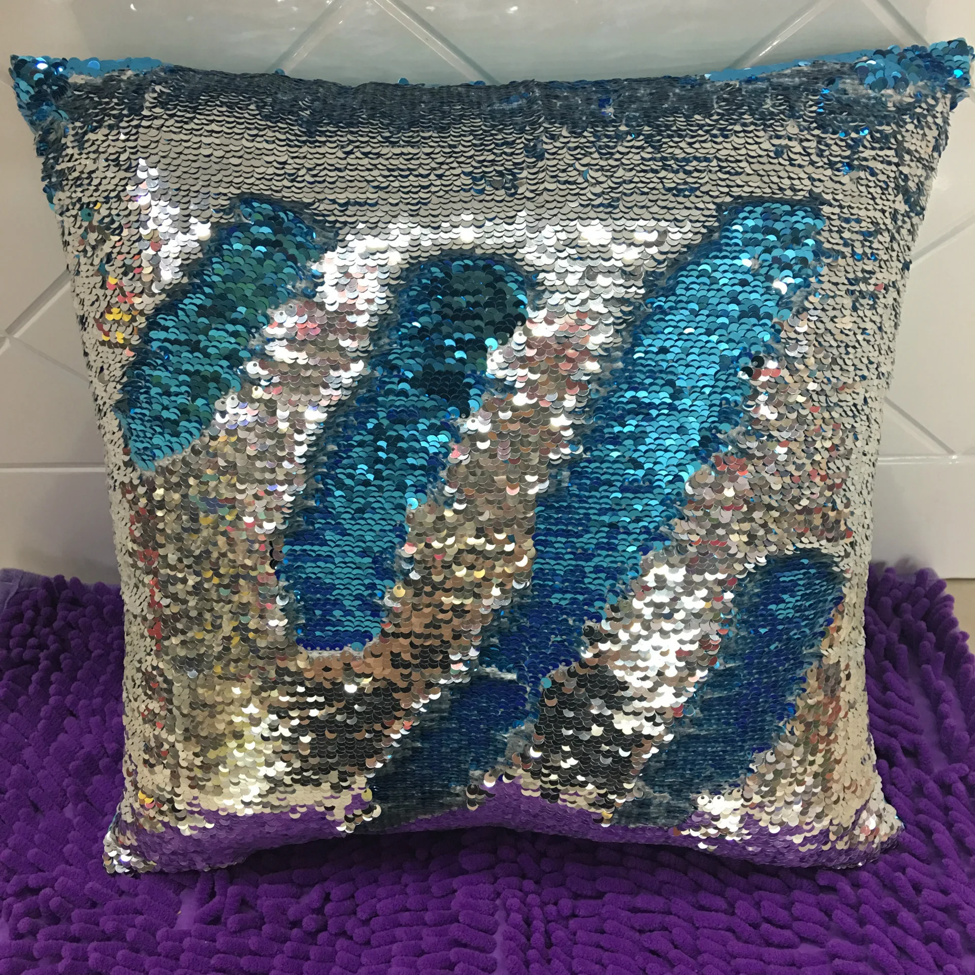 

Double Sequin Pillow Case Cover Glamour Square Pillow Case Cushion Cover Home Sofa Car Decor Mermaid Pillow Covers Without core