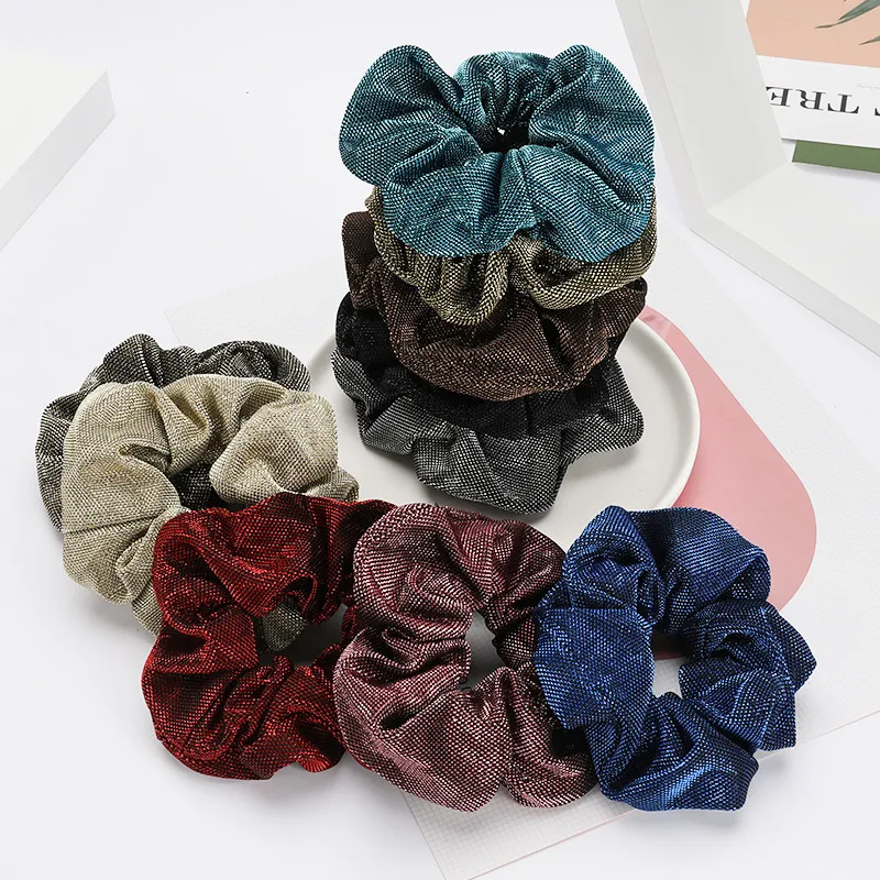 Женская повязка для волос с вертикальными полосками и блестками яркая