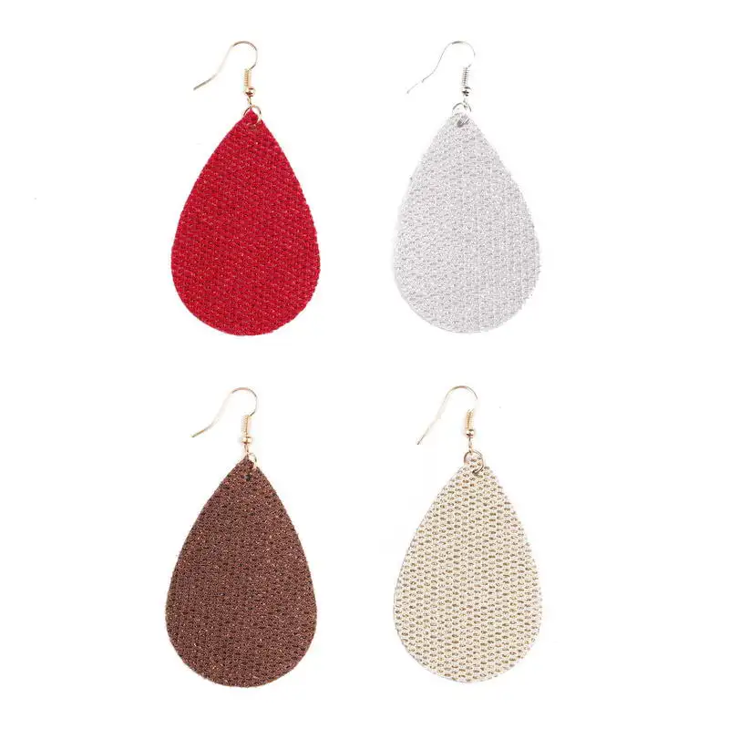 Teardrop Mesh Glitter Cotton Drop EarringsTeardrop Cotton Brand Statement Drop Earrings