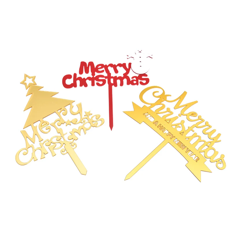 

Christmas Cake Topper Happy New Year Santa Claus Merry Christmas Cake Flags Christmas New Year's Party Cake Decor