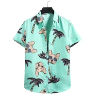 mens cardigan short sleeve hawaiian beach flower t shirt mens high collar t shirt mens clothing trend casual and comfortable