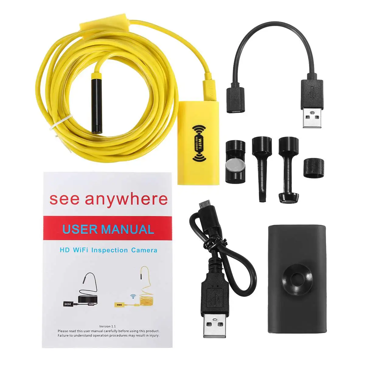 

2/5/10m HD Flexible Adjustable 8 LEDs Car Inspection LED Endoscope Camera Micro USB Hard Cable for Android Phone Wifi Waterproof