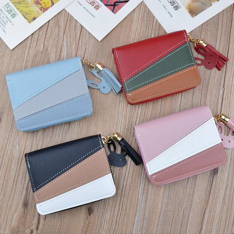 Модные женские кошельки 4 цветов маленький кошелек на молнии из искусственной