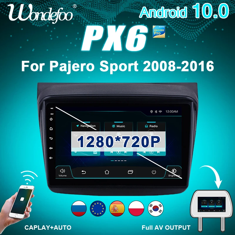 магнитола 2 din андроид Android 10 автомагнитола радио PX6 для Mitsubishi PAJERO Sport L200 Triton 2006 2016