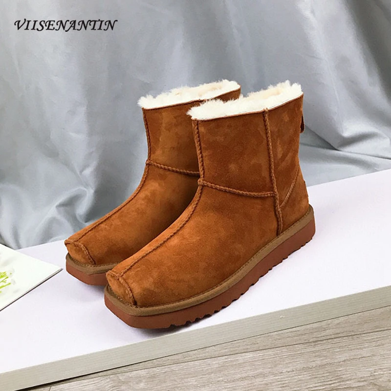 

Женские замшевые ботинки с квадратным носком, на толстой подошве