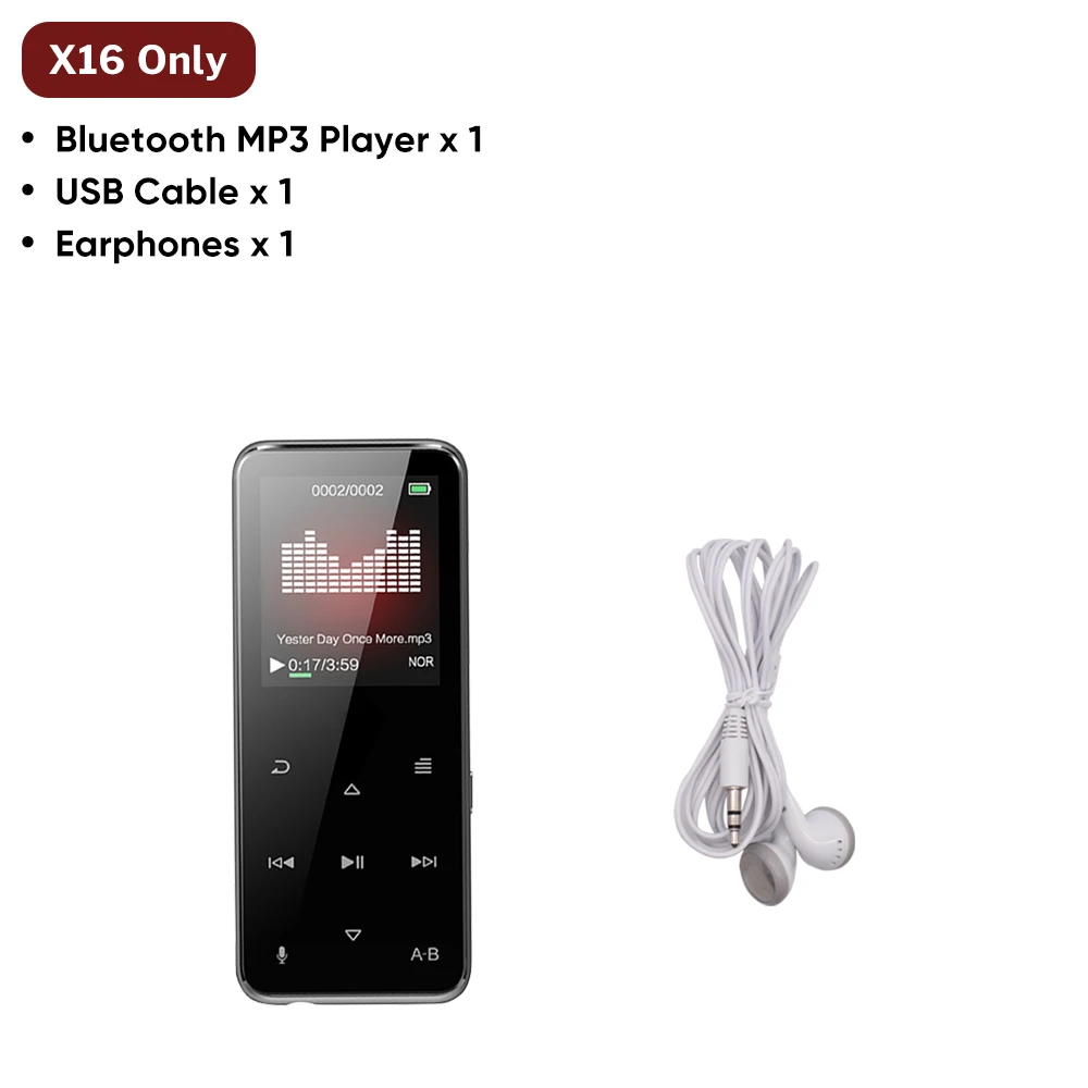 Deelife Спортивный MP3 плеер Bluetooth с динамиком FM радио HiFi MP 3 воспроизведения музыки портативный шагомер для бега спорт MP3-Player - Цвет: X16 MP3 Player