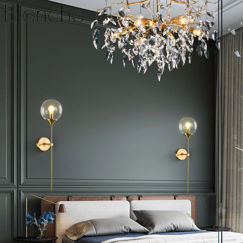 Современная светодиодный ная стеклянная настенная лампа комнатный настенный