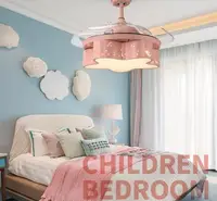 Children's room fan lamp creative warm boy girl lovely bedroom cartoon variable frequency ceiling fan lamp Princess room lamp