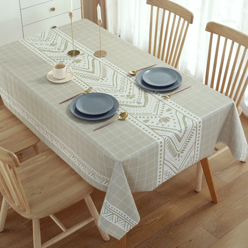 

Tablecloth waterproof, scald proof, oil proof, wash free PVC tea table mat Nordic rectangular light luxury tablecloth tablecloth