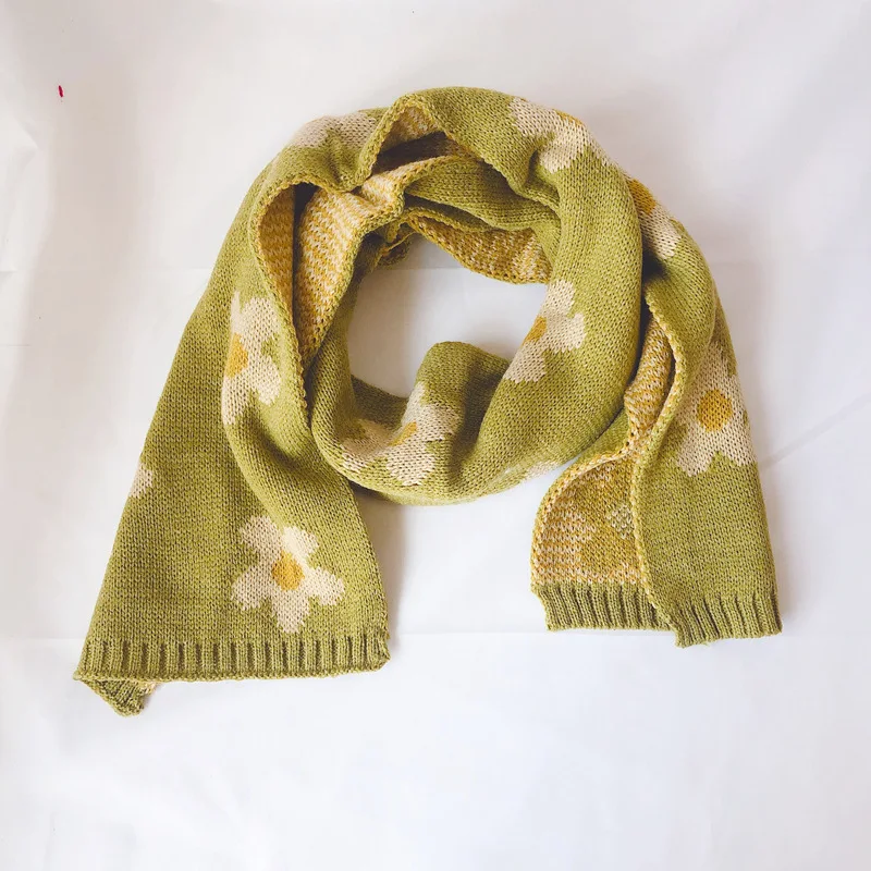 Детский шарф Зимний вязаный кашемировый теплый женский детский снуд цветочный |