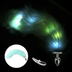 Светящаяся Анальная пробка синяя Анальная пробка лисий хвост Интимные Игрушки для женщин эротический раб хвост для косплея яркие взрослые игры Sexshop