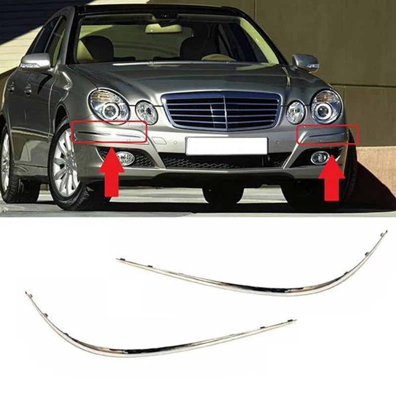 1 пара хромированные полосы для переднего бампера Mercedes W211 E320 E350 E550 E63 AMG 2118852321