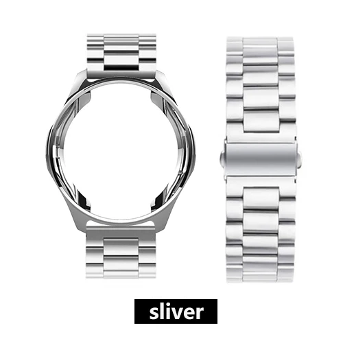 Silver Чехол+ ремешок для samsung gear S3 Frontier/C Galaxy watch 46 мм 42 мм 20 мм/22 мм ремешок для часов из нержавеющей стали ТПУ покрытием защитный чехол - Цвет ремешка: Silver