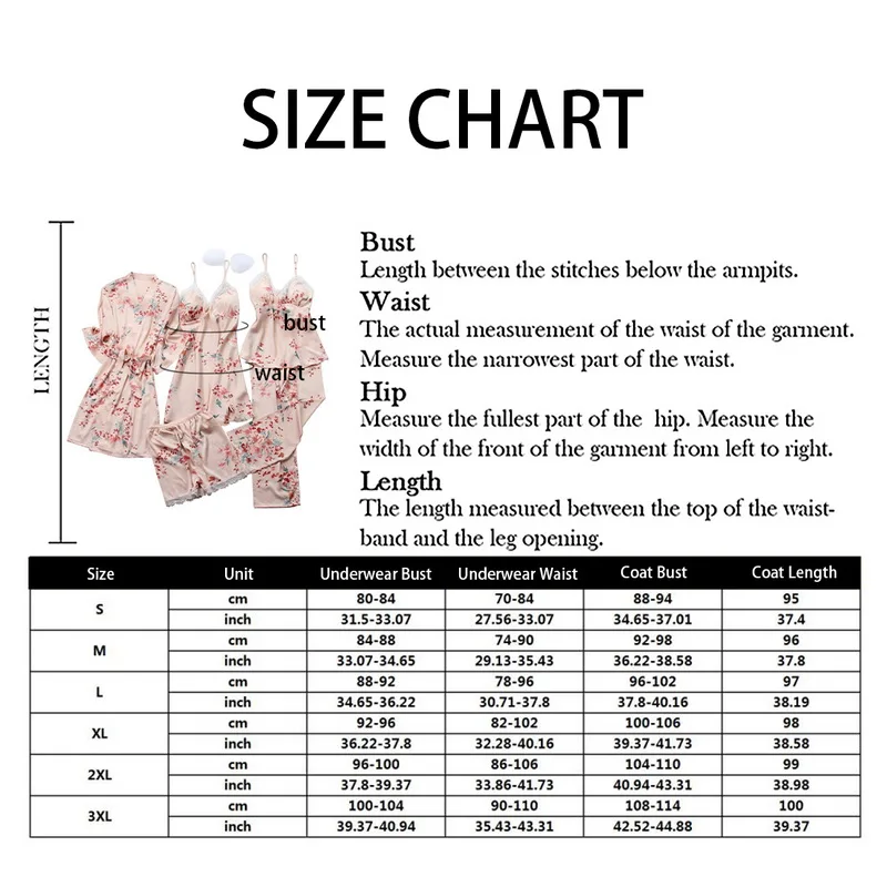 

5Pcs/set Spring Autumn Women Silk Pajamas Sets No-Pads Flower Print Pajama Sleepwear Spaghetti Strap Satin Pyjamas 2020