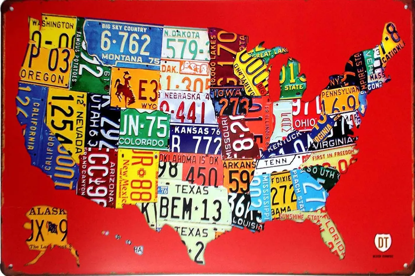 

Metal Wall Sign United States Map Art Pattern Craft Beer Bar Retro Art Family Living Room Wall Fashion Decoration Metal Sign