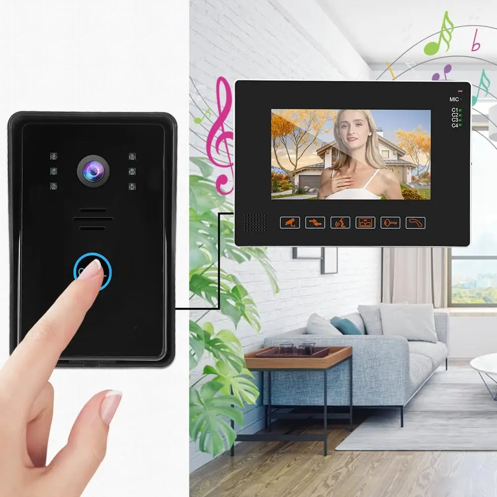 9 дюймов проводной видеодомофон дверной звонок Система доступа Домашняя