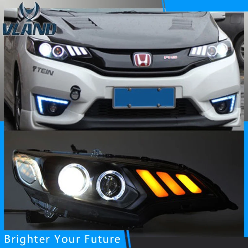 Ангельские глазки светодиодные полосы передняя фара для 2014 2015 2016 Honda Fit фары DRL