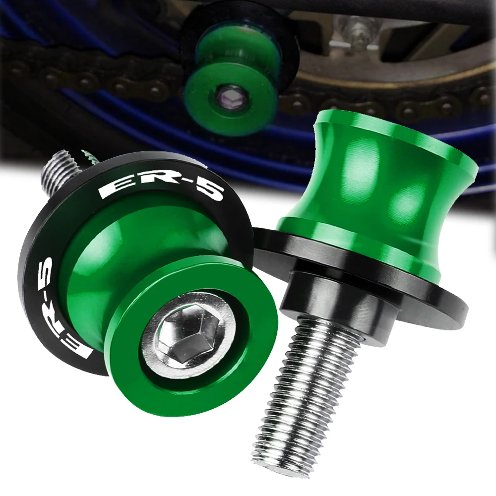 

ER5 Motorcycle Swingarm Spools 10MM Rear Stand Screws Sliders CNC Aluminum Accessories For Kawasaki ER-5 ER 5 ER5 2004 2005