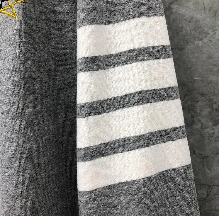 

2021 Fashion TB THOM Brand Spring Hoodies Clothing Cotton Jacket Men Sweatshirts Embroidery O-Neck Slim Casual Sportswear Coat