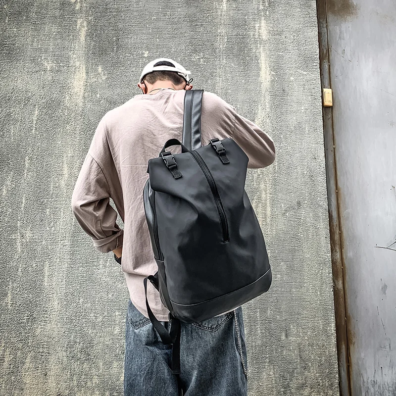 Модный кожаный лоскутный рюкзак унисекс для ноутбука однотонная