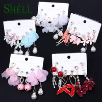 shell bay 2020 long earrings set fashion jewelry set earrings women girl bohemian dropsmall earrings gifts cute pink wholesale