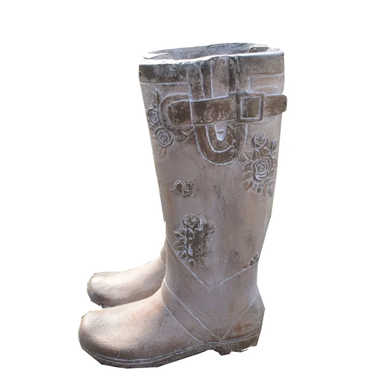 Пастырской творческий смолы дождевые сапоги украшения цветочного горшка
