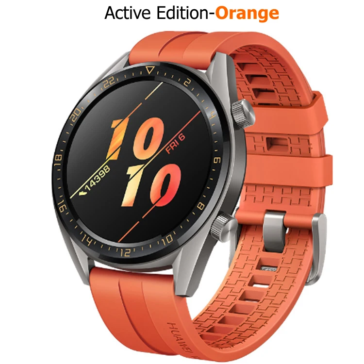 Active Orange HUAWEI WATCH GT Active Edition умные спортивные часы 1,3" AMOLED цветной экран Heartrate gps для плавания, бега, велоспорта, сна - Цвет: Active Orange