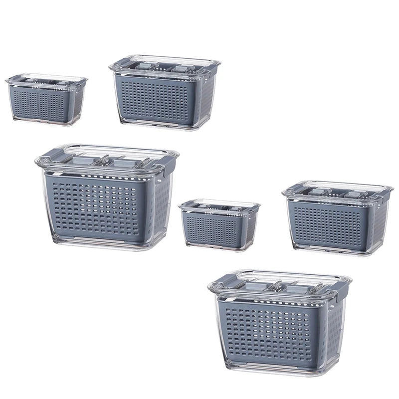 

Кухонная пластиковая коробка для хранения, коробка для сохранения свежести фруктов, сетчатый органайзер для хранения в холодильнике, корзи...