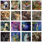 Алмазная 5D живопись сделай сам, картина с животными, кошками, собаками, полная выкладка из круглых страз, вышивка крестиком, мозаика, цветной декор для комнаты фантазии