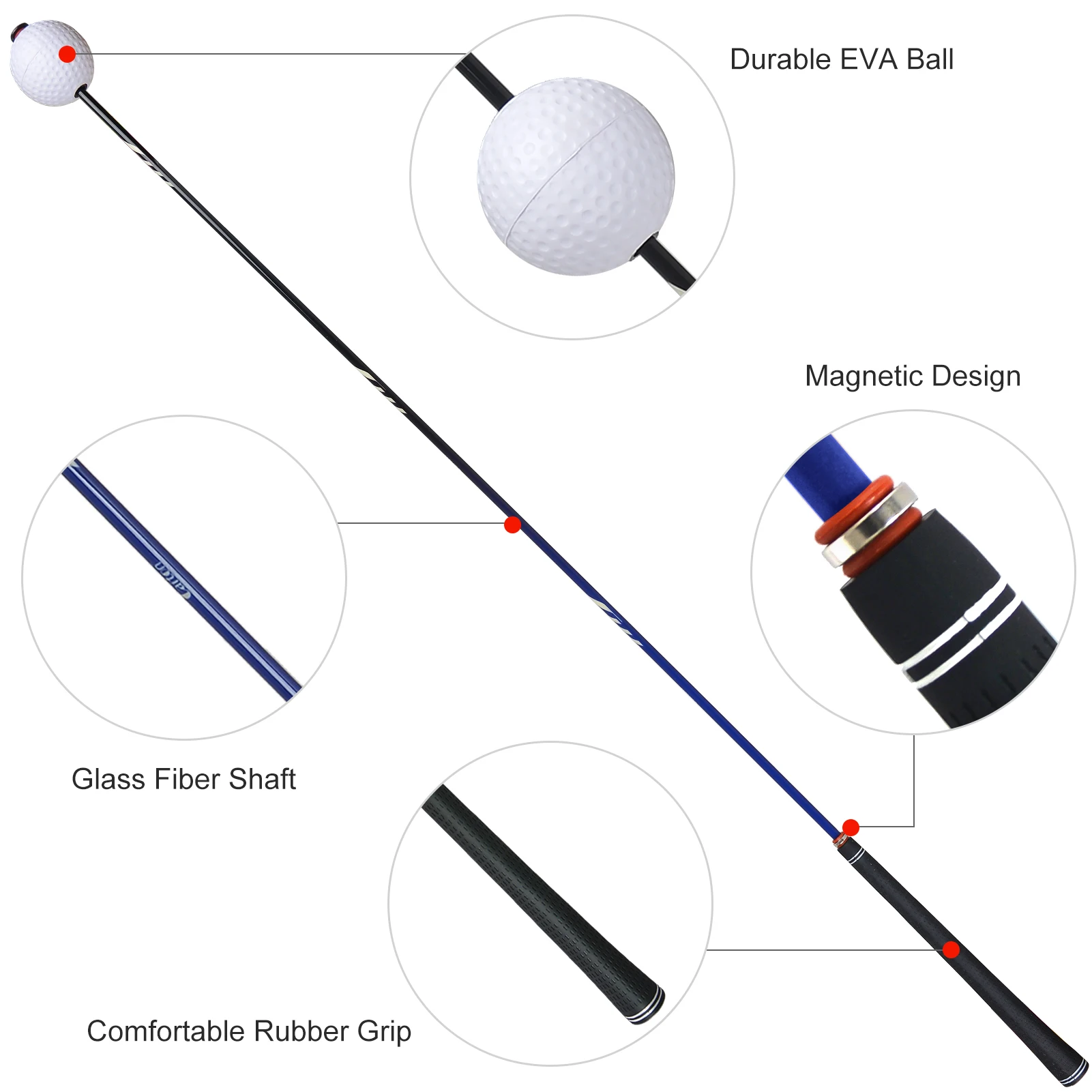 Golf Swing Trainer Women Men Alignment Stick Practice Training Aid Accessories Anti-slip Rubber Grip EVA ball | Спорт и развлечения