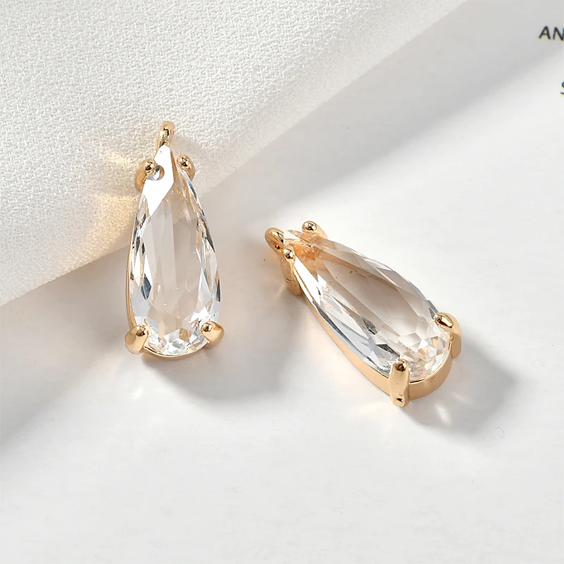 Цветное медное покрытие 16k золотой цвет Чжан шуй ди Хрустальный Кулон DIY серьги