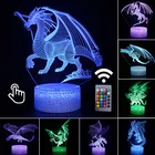 Ночсветильник с 3D иллюзией, с изображением дракона, фильма, светодиодный, 16 цветов, настольная лампа, ночник, декор для детской спальни, ночсветильник, подарки на день рождения, Рождество