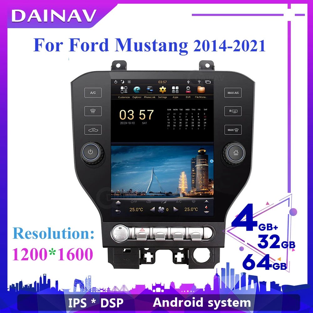 Автомагнитола с вертикальным экраном 1200*1600 2 Din Android для FORD mustang 2014-2021 Авторадио