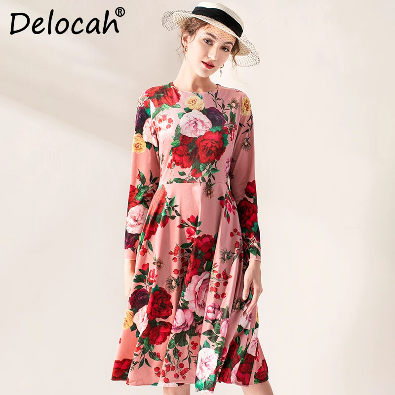 Delocah 2019 Осень зима новое женское платье подиум модное дизайнерское длинный рукав