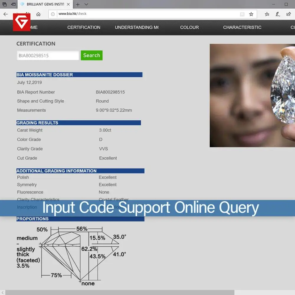 GIGAJEWE D топ цвет 0,5-3.0ct 10 Hearts10 стрелы круглой огранки Муассанит сертификат сыпучих алмазов тест прошел для изготовления ювелирных изделий