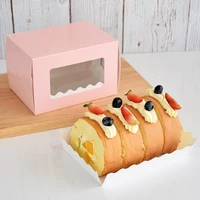 20set roll cake paper packaging boxes mousse container bread carrier boxes food bakery cookie holder open window