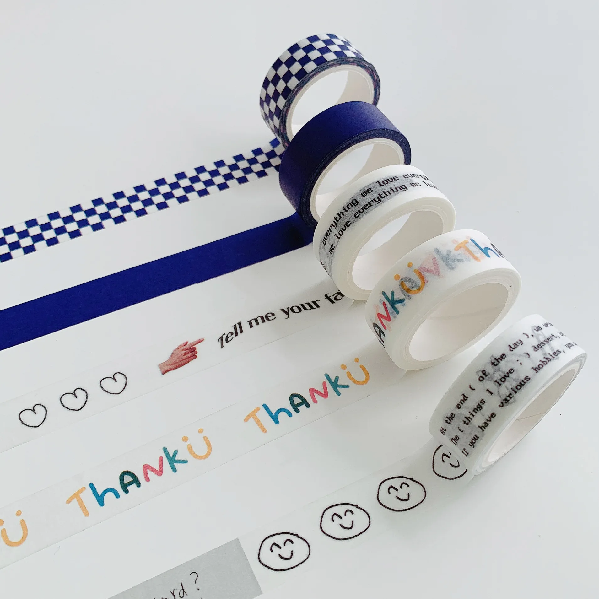 

Stationery Ins Klein Blue Plaid English Hand-painted and Paper Tape Decoration Hand Account Material Sticker Washi Tape Decor