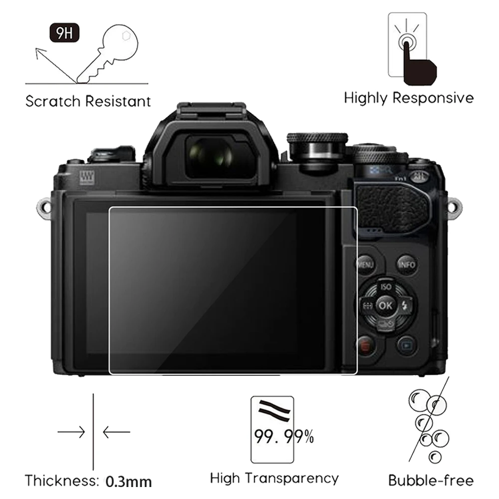 2 шт. для Olympus E-M1 E-M5 E-M10 Mark II III E-PL9 E-PL8 E-PL7 E-P5 E-PL10 PEN-F TG-5 защита экрана закаленное