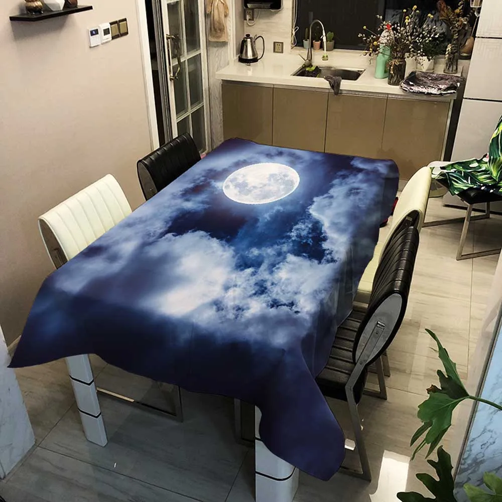 Moon Planet Print прямоугольная скатерть с квадратным принтом земли темно синяя
