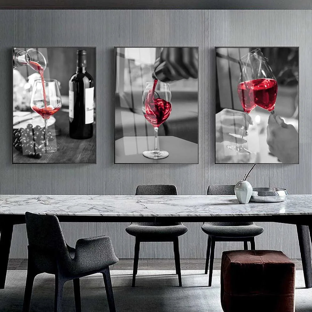 Модная Картина на холсте с рисунком красного вина натюрморт Ретро Художественный постер Настенная картина для гостиной кухни домашнее укр...